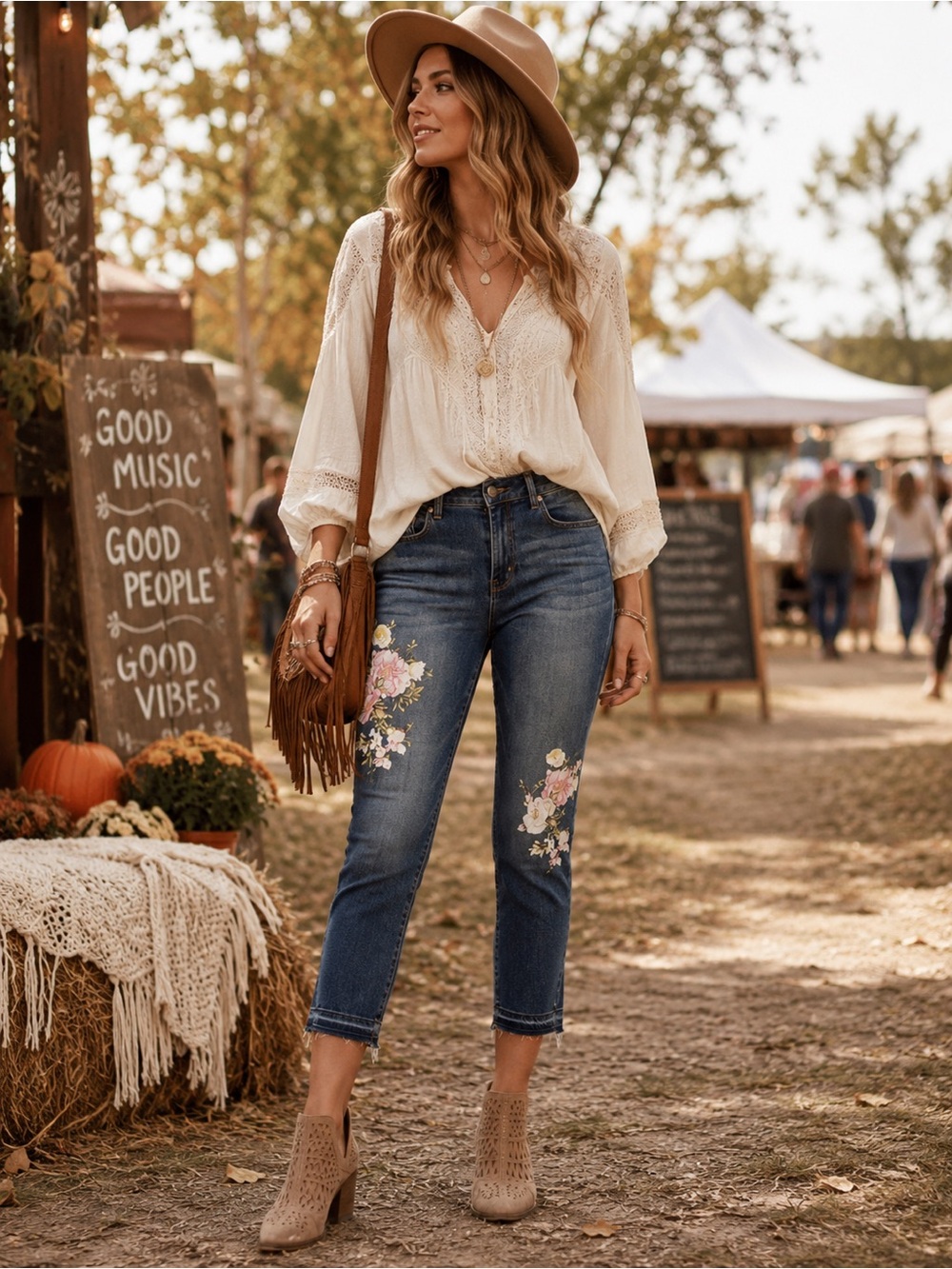 Maurices high rise cropped jeans with floral print and released hem Denim flex